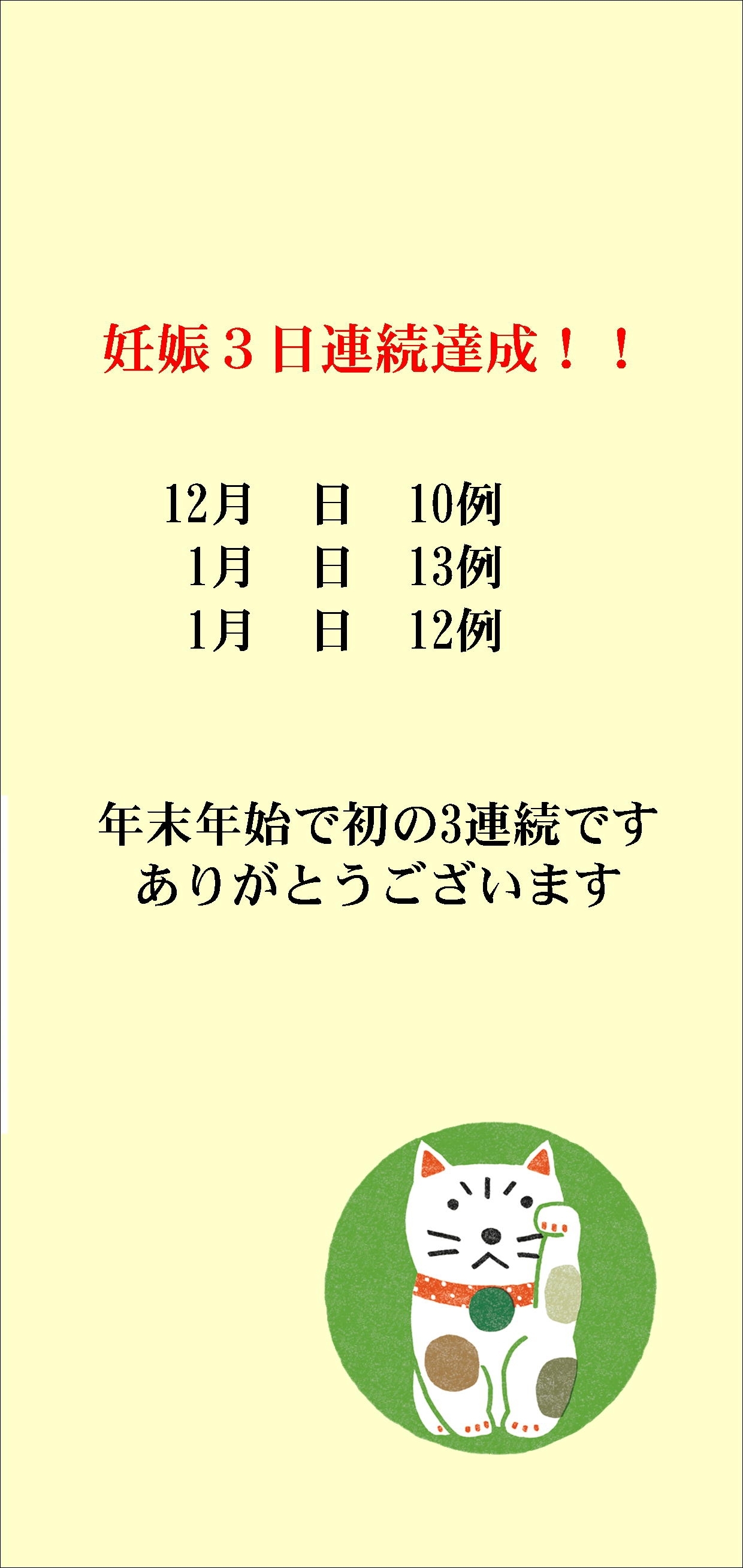 妊娠達成袋年末年始